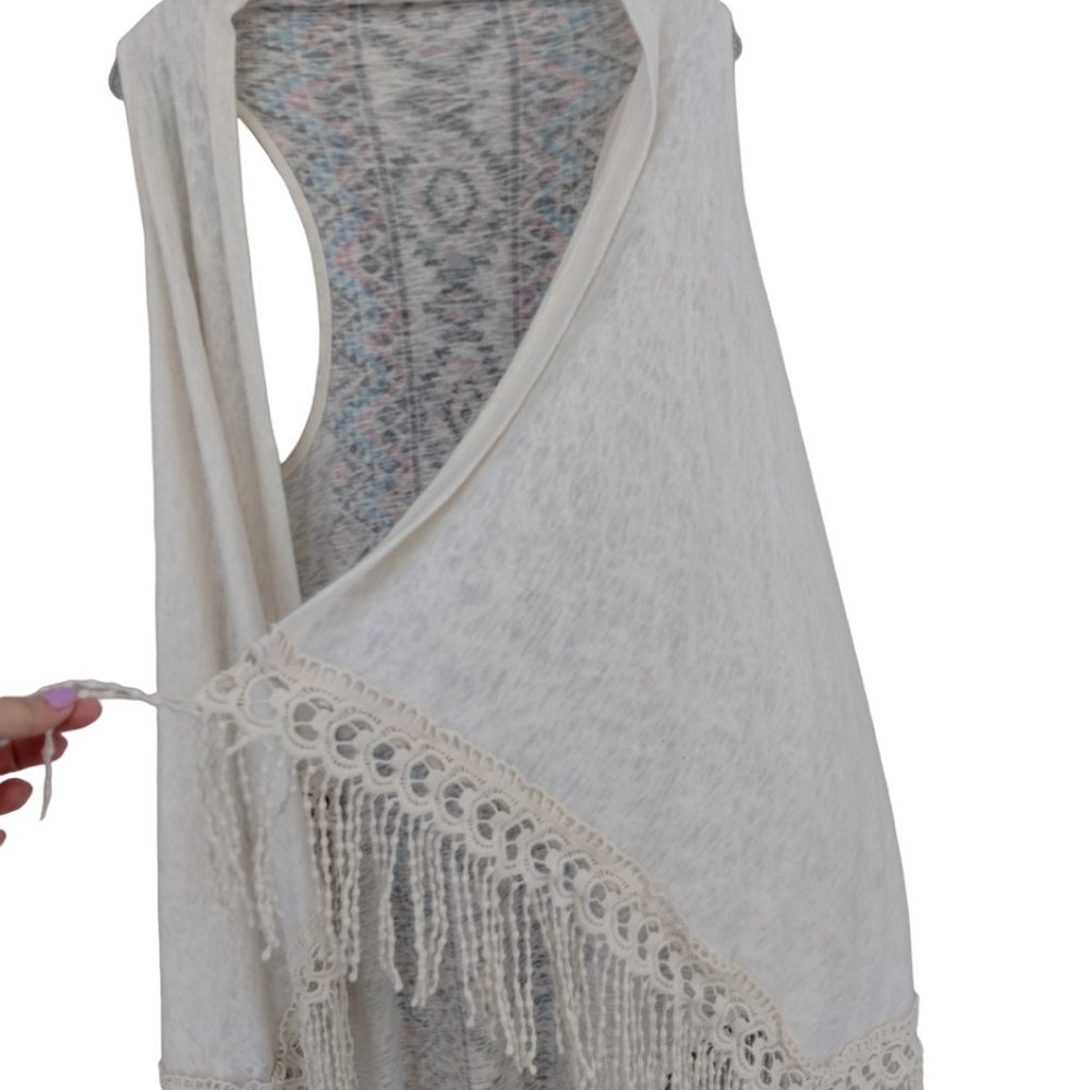 Anthropologie Penelope Project Long Open Cardigan/Ruana/Sleeveless Duster- Boho - Picture 8 of 8